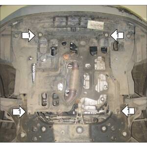 Защита Двигатель, Коробка переключения передач Chevrolet Aveo ( 2011-2015 ) г. арт: 03032 photo2 Интернет магазин Автоаксессуаров Защита картера, МКПП, АКПП, РК, ТБ (Мотодор)