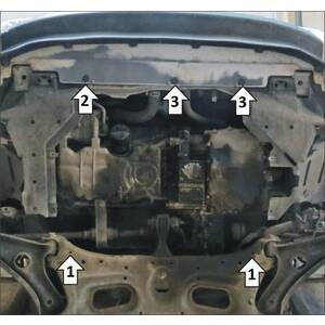 Защита Двигатель, Коробка переключения передач Honda Fit ( 2014-2020 ) г. арт: 70801 photo2 Интернет магазин Автоаксессуаров Защита картера, МКПП, АКПП, РК, ТБ (Мотодор)