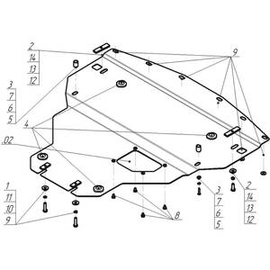 Защита Двигатель Infiniti G 25 ( 2010-2014 ) г. арт: 08003 photo3 Интернет магазин Автоаксессуаров Защита картера, МКПП, АКПП, РК, ТБ (Мотодор)