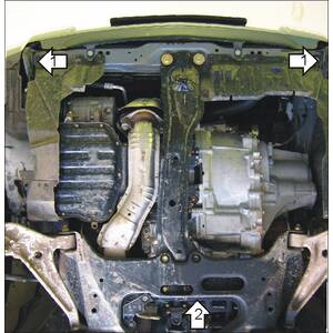 Защита Двигатель; КПП Nissan X-Trail ( 2001-2007 ) г. арт: 01402 photo2 Интернет магазин Автоаксессуаров Защита картера, МКПП, АКПП, РК, ТБ (Мотодор)