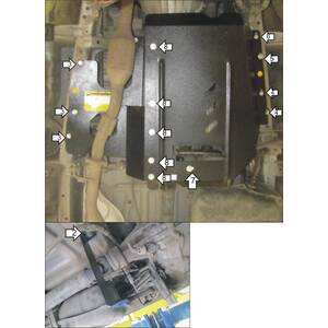 Защита КПП; Раздаточная коробка Toyota Hiace ( 2004-2019 ) г. арт: 02566 photo3 Интернет магазин Автоаксессуаров Защита картера, МКПП, АКПП, РК, ТБ (Мотодор)