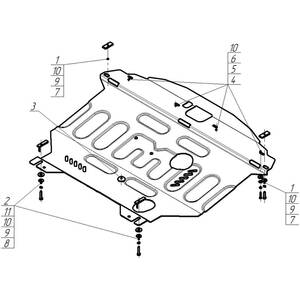 Защита Двигатель, Коробка переключения передач Hyundai Sonata VI ( 2010-2014 ) г. арт: 70918 photo3 Интернет магазин Автоаксессуаров Защита картера, МКПП, АКПП, РК, ТБ (Мотодор)
