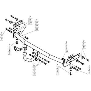 Фаркоп KIA Rio 2011-2015 г. ( Хэтчбек, Седан ) арт: H104A