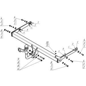 Фаркоп Audi Q3 2011-2018 г. ( универсал ) арт: 92711-A