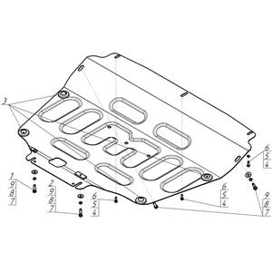 Защита Двигатель, Коробка переключения передач Chery Tiggo 8 Pro ( 2021-2023 ) г. арт: 79002-8 photo3 Интернет магазин Автоаксессуаров Защита картера, МКПП, АКПП, РК, ТБ (Мотодор)
