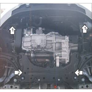 Защита Двигатель, Коробка переключения передач Ford Fiesta ( 2008-2015 ) г. арт: 70704 photo2 Интернет магазин Автоаксессуаров Защита картера, МКПП, АКПП, РК, ТБ (Мотодор)