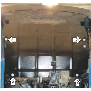 Защита Двигатель, Коробка переключения передач Ford Tourneo Custom ( 2013-2022 ) г. арт: 70711 photo1 Интернет магазин Автоаксессуаров Защита картера, МКПП, АКПП, РК, ТБ (Мотодор)