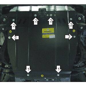 Защита Двигатель, Коробка переключения передач Hyundai Santa Fé II ( 2011-2012 ) г. арт: 00917 photo1 Интернет магазин Автоаксессуаров Защита картера, МКПП, АКПП, РК, ТБ (Мотодор)