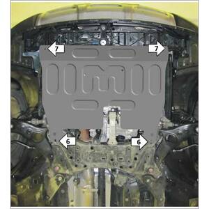 Защита Двигатель, Коробка переключения передач Hyundai Santa Fé III ( 2012-2018 ) г. арт: 70907 photo1 Интернет магазин Автоаксессуаров Защита картера, МКПП, АКПП, РК, ТБ (Мотодор)