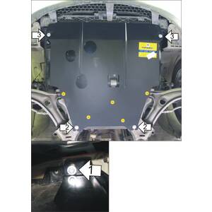 Защита Двигатель, Коробка переключения передач Hyundai i20 ( 2008-2013 ) г. арт: 01010 photo1 Интернет магазин Автоаксессуаров Защита картера, МКПП, АКПП, РК, ТБ (Мотодор)