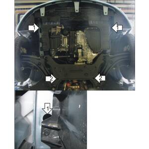 Защита Двигатель, Коробка переключения передач Hyundai i20 ( 2008-2013 ) г. арт: 01010 photo2 Интернет магазин Автоаксессуаров Защита картера, МКПП, АКПП, РК, ТБ (Мотодор)