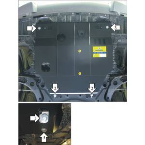 Защита Двигатель, Коробка переключения передач Mitsubishi Lancer X ( 2007-2012 ) г. арт: 01333 photo1 Интернет магазин Автоаксессуаров Защита картера, МКПП, АКПП, РК, ТБ (Мотодор)