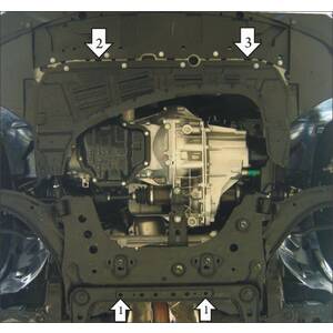 Защита Двигатель, Коробка переключения передач Nissan Tiida ( 2015-2018 ) г. арт: 71427-3 photo2 Интернет магазин Автоаксессуаров Защита картера, МКПП, АКПП, РК, ТБ (Мотодор)