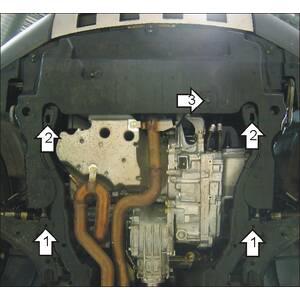 Защита Двигатель, Коробка переключения передач Chevrolet Captiva ( 2006-2011 ) г. арт: 03014 photo2 Интернет магазин Автоаксессуаров Защита картера, МКПП, АКПП, РК, ТБ (Мотодор)