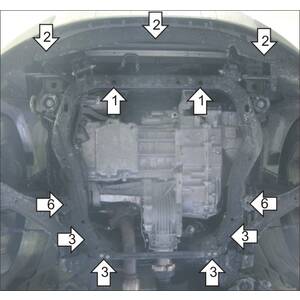Защита Двигатель, Коробка переключения передач Chevrolet Captiva ( 2014-2015 ) г. арт: 03037 photo2 Интернет магазин Автоаксессуаров Защита картера, МКПП, АКПП, РК, ТБ (Мотодор)