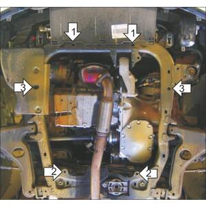 Защита Двигатель, Коробка переключения передач Chevrolet Viva ( 2003-2008 ) г. арт: 71501 photo2 Интернет магазин Автоаксессуаров Защита картера, МКПП, АКПП, РК, ТБ (Мотодор)