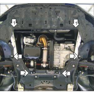 Защита Двигатель; КПП Peugeot 308 ( 2007-2014 ) г. арт: 71604 photo2 Интернет магазин Автоаксессуаров Защита картера, МКПП, АКПП, РК, ТБ (Мотодор)