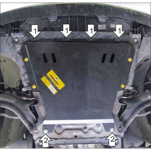 Защита Двигатель, Коробка переключения передач Renault Kangoo ( 2013-2017 ) г. арт: 71709-2 photo1 Интернет магазин Автоаксессуаров Защита картера, МКПП, АКПП, РК, ТБ (Мотодор)