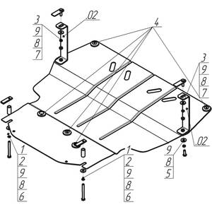 Защита Двигатель, Коробка переключения передач Volkswagen Golf VI Plus ( 2009-2014 ) г. арт: 02718-11 photo3 Интернет магазин Автоаксессуаров Защита картера, МКПП, АКПП, РК, ТБ (Мотодор)