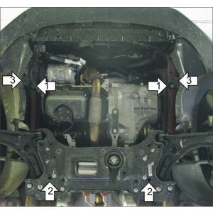 Защита Двигатель, Коробка переключения передач Volkswagen Jetta VI ( 2010-2015 ) г. арт: 02730-5 photo2 Интернет магазин Автоаксессуаров Защита картера, МКПП, АКПП, РК, ТБ (Мотодор)