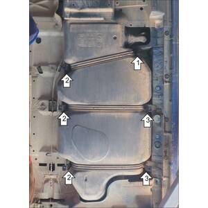 Защита Топливный бак Volkswagen Multivan T5 ( 2003-2009 ) г. арт: 12722-2 photo2 Интернет магазин Автоаксессуаров Защита картера, МКПП, АКПП, РК, ТБ (Мотодор)