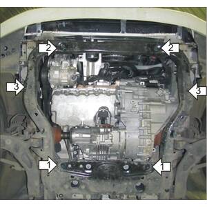 Защита Двигатель; КПП Volkswagen Transporter/Caravelle T5 ( 2003-2015 ) г. арт: 72708 photo2 Интернет магазин Автоаксессуаров Защита картера, МКПП, АКПП, РК, ТБ (Мотодор)
