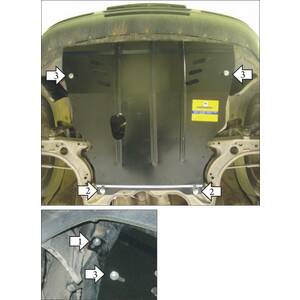 Защита Двигатель, Коробка переключения передач Volkswagen New Beetle ( 2002-2005 ) г. арт: 00126-7 photo1 Интернет магазин Автоаксессуаров Защита картера, МКПП, АКПП, РК, ТБ (Мотодор)