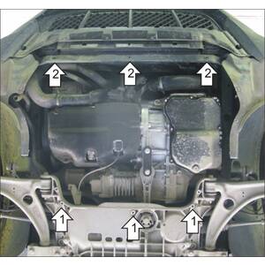 Защита Двигатель, Коробка переключения передач Volkswagen Tiguan ( 2011-2016 ) г. арт: 12705 photo3 Интернет магазин Автоаксессуаров Защита картера, МКПП, АКПП, РК, ТБ (Мотодор)