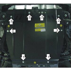 Защита Двигатель, Коробка переключения передач Hyundai Santa Fé II ( 2009-2011 ) г. арт: 30903 photo1 Интернет магазин Автоаксессуаров Защита картера, МКПП, АКПП, РК, ТБ (Мотодор)