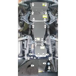 Защита Двигатель, Коробка переключения передач, Радиатор, Передний дифференциал, Раздаточная коробка Mitsubishi Pajero Sport III ( 2021- ) г. арт: 31336-2 photo1 Интернет магазин Автоаксессуаров Защита картера, МКПП, АКПП, РК, ТБ (Мотодор)