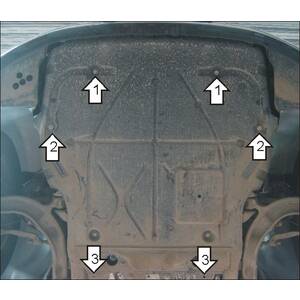 Защита Двигатель; КПП; Электроусилитель руля Volkswagen Transporter/Caravelle T5 ( 2003-2015 ) г. арт: 32723 photo2 Интернет магазин Автоаксессуаров Защита картера, МКПП, АКПП, РК, ТБ (Мотодор)
