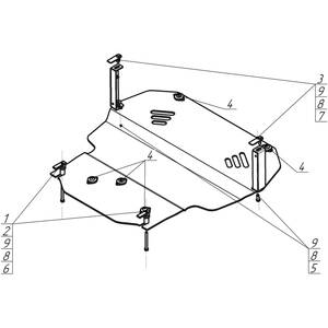Защита Двигатель, Коробка переключения передач Volkswagen Touran ( 2006-2010 ) г. арт: 32705-14 photo3 Интернет магазин Автоаксессуаров Защита картера, МКПП, АКПП, РК, ТБ (Мотодор)