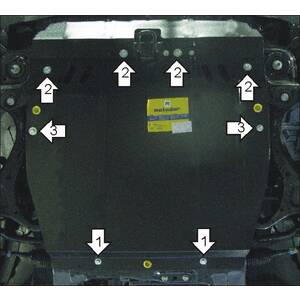 Защита Двигатель, Коробка переключения передач Hyundai Santa Fé II ( 2011-2012 ) г. арт: 50917-2 photo1 Интернет магазин Автоаксессуаров Защита картера, МКПП, АКПП, РК, ТБ (Мотодор)