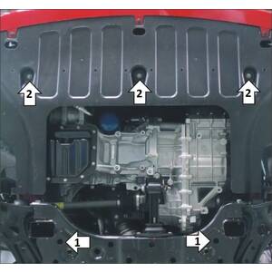 Защита Двигатель, Коробка переключения передач KIA Rio ( 2021-2022 ) г. арт: 50912-2 photo2 Интернет магазин Автоаксессуаров Защита картера, МКПП, АКПП, РК, ТБ (Мотодор)