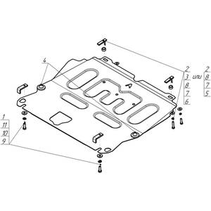 Защита Двигатель, Коробка переключения передач Nissan X-Trail ( 2010-2015 ) г. арт: 51401-4 photo3 Интернет магазин Автоаксессуаров Защита картера, МКПП, АКПП, РК, ТБ (Мотодор)