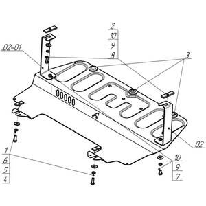 Защита Двигатель, Коробка переключения передач Volkswagen Polo Седан ( 2015-2020 ) г. арт: 52301-10 photo3 Интернет магазин Автоаксессуаров Защита картера, МКПП, АКПП, РК, ТБ (Мотодор)