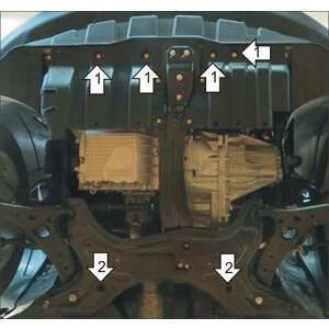 Защита Двигатель, Коробка переключения передач Chery Tiggo 5 ( 2014-2017 ) г. арт: 09014-2 photo2 Интернет магазин Автоаксессуаров Защита картера, МКПП, АКПП, РК, ТБ (Мотодор)