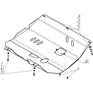 Защита Двигатель, Коробка переключения передач FIAT Doblo Panorama ( 2005-2015 ) г. арт: 00613-2 photo3 Интернет магазин Автоаксессуаров Защита картера, МКПП, АКПП, РК, ТБ (Мотодор)