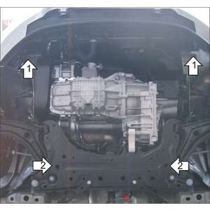 Защита Двигатель, Коробка переключения передач Ford Fiesta ( 2015-2019 ) г. арт: 70704-2 photo2 Интернет магазин Автоаксессуаров Защита картера, МКПП, АКПП, РК, ТБ (Мотодор)