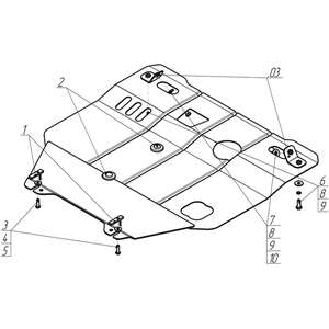 Кликните для увеличения изображения Защита Двигатель, Коробка переключения передач Mitsubishi Lancer X ( 2007-2012 ) г. арт: 01333-2
