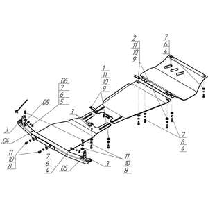 Защита Двигатель, Коробка переключения передач, Передний дифференциал, Раздаточная коробка Mitsubishi Pajero Sport III ( 2016-2021 ) г. арт: 11339-4