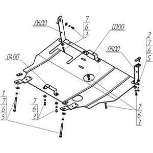 Кликните для увеличения изображения Защита Двигатель, Коробка переключения передач Mitsubishi Space Star ( 1998-2004 ) г. арт: 01306-2