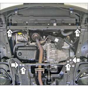 Защита Двигатель; КПП Peugeot 207 ( 2006-2012 ) г. арт: 71603 photo2 Интернет магазин Автоаксессуаров Защита картера, МКПП, АКПП, РК, ТБ (Мотодор)