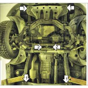 Защита Двигатель, Передний дифференциал, Коробка переключения передач, Радиатор Ssangyong Kyron ( 2005-2007 ) г. арт: 02802-2 photo3 Интернет магазин Автоаксессуаров Защита картера, МКПП, АКПП, РК, ТБ (Мотодор)