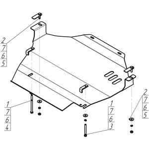 Защита Коробка переключения передач, Раздаточная коробка Volkswagen Touareg ( 2002-2006 ) г. арт: 12704-2 photo3 Интернет магазин Автоаксессуаров Защита картера, МКПП, АКПП, РК, ТБ (Мотодор)