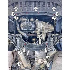 Защита Двигатель, Коробка переключения передач Ford Puma ST ( 2020-2024 ) г. арт: 30715 photo2 Интернет магазин Автоаксессуаров Защита картера, МКПП, АКПП, РК, ТБ (Мотодор)