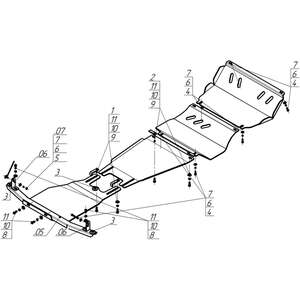 Кликните для увеличения изображения Защита Двигатель, Коробка переключения передач, Радиатор, Передний дифференциал, Раздаточная коробка Mitsubishi L 200 ( 2015-2018 ) г. арт: 31323-2