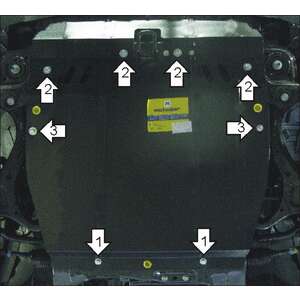Защита Двигатель, Коробка переключения передач Hyundai Santa Fé II ( 2011-2012 ) г. арт: 50917-3 photo1 Интернет магазин Автоаксессуаров Защита картера, МКПП, АКПП, РК, ТБ (Мотодор)