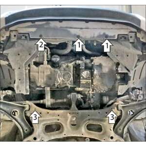 Защита Двигатель, Коробка переключения передач Honda Fit ( 2014-2020 ) г. арт: 70818 photo2 Интернет магазин Автоаксессуаров Защита картера, МКПП, АКПП, РК, ТБ (Мотодор)