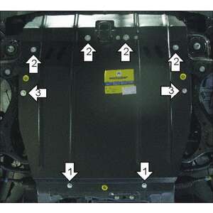 Защита Двигатель, Коробка переключения передач Hyundai Santa Fé II ( 2009-2011 ) г. арт: 70921-2 photo1 Интернет магазин Автоаксессуаров Защита картера, МКПП, АКПП, РК, ТБ (Мотодор)
